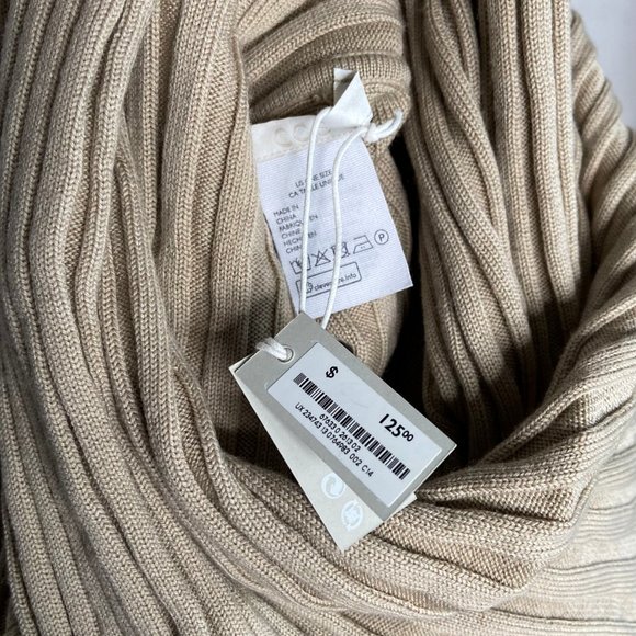 COS Beige Ribbed 100% Wool Hybrid Scarf / Poncho - Picture 4 of 8